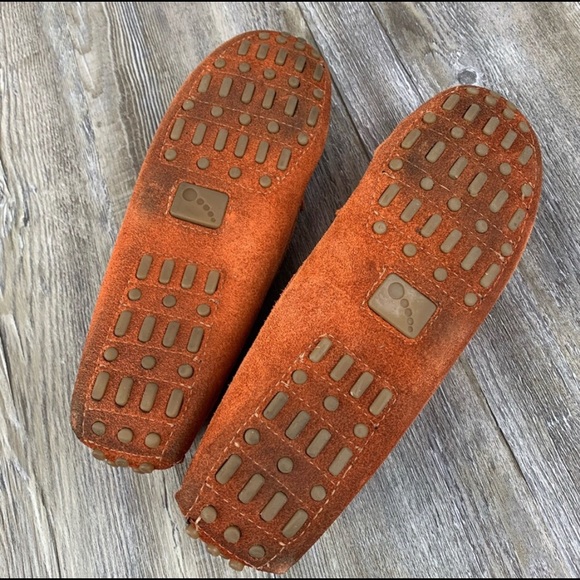 Orange Suede Leather Moccassin Style Shoe SZ 8 - Picture 2 of 5